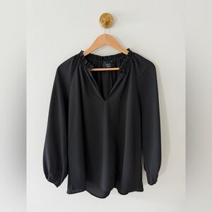 VICI Black Ruffle-Neck Long Sleeve Blouse